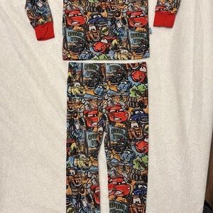 ZCO Kids Multicolor Cars Print Pajama Set with Red Cuffs Bamboo. Soft!!!